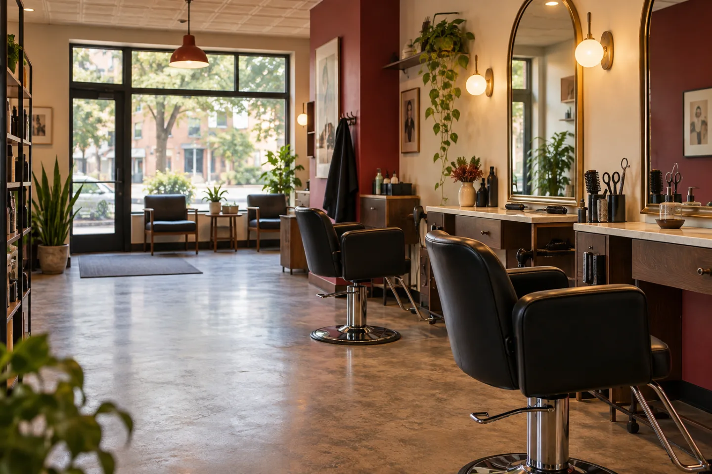Illustration éditoriale d’un espace de consultation coiffure