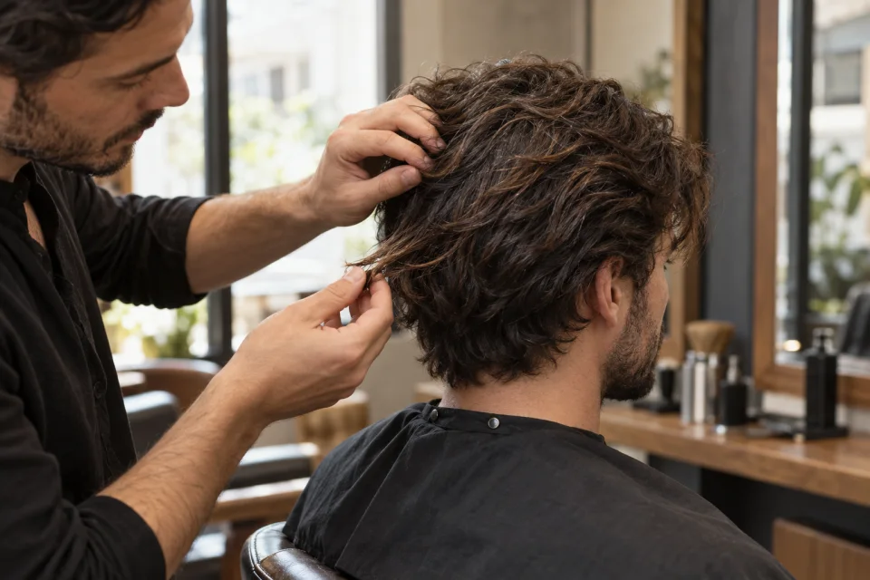 Photographie éditoriale pour Cheveux secs chez l’homme : distinguer longueur et cuir chevelu